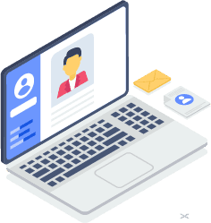 Laptop graphic showing user profile